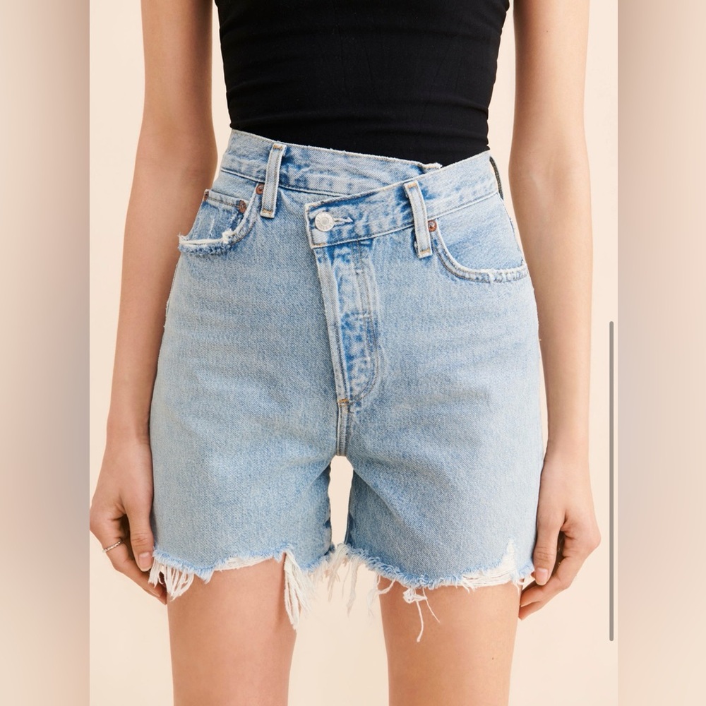 Agolde Criss Cross Denim Shorts Size 28
